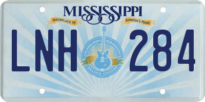 MS license plate LNH284