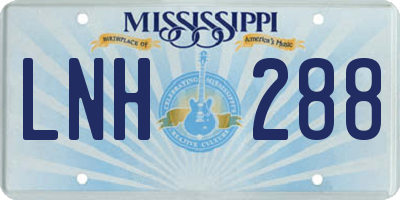 MS license plate LNH288