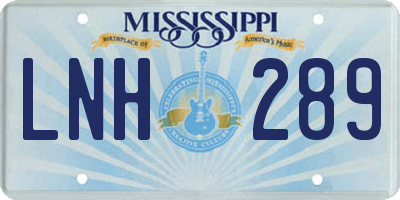 MS license plate LNH289