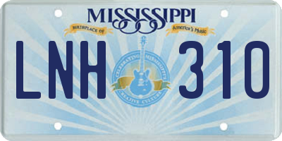 MS license plate LNH310