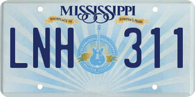 MS license plate LNH311