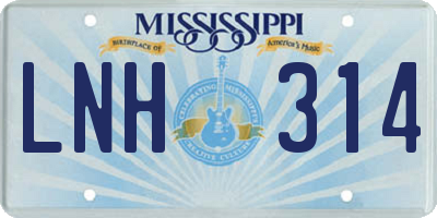 MS license plate LNH314