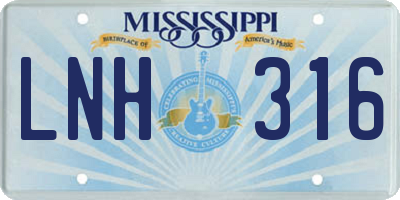 MS license plate LNH316