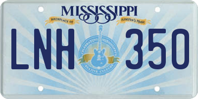 MS license plate LNH350
