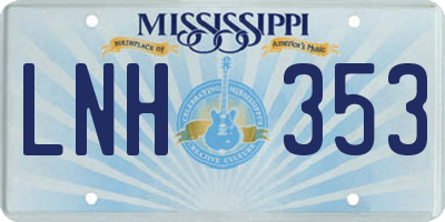 MS license plate LNH353