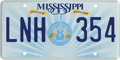 MS license plate LNH354