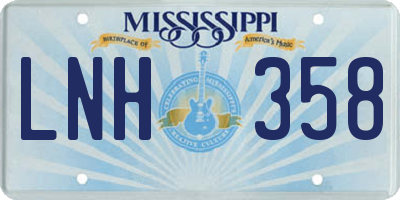 MS license plate LNH358