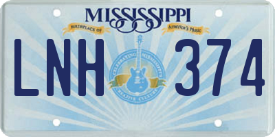 MS license plate LNH374