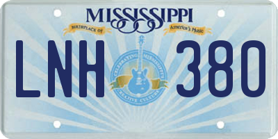 MS license plate LNH380