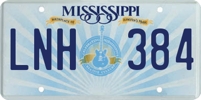 MS license plate LNH384