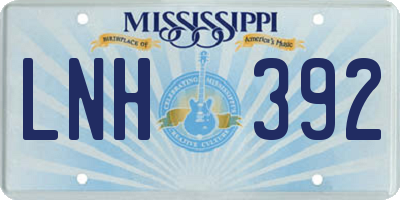 MS license plate LNH392