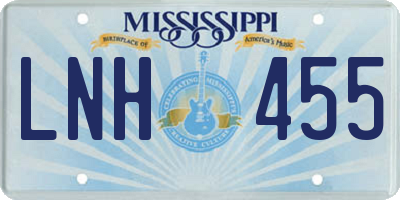 MS license plate LNH455