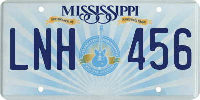 MS license plate LNH456