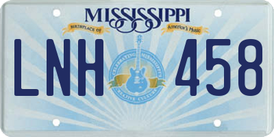MS license plate LNH458