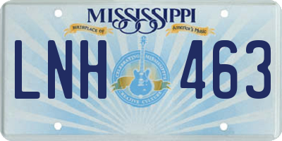 MS license plate LNH463