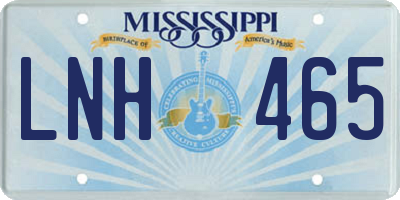 MS license plate LNH465