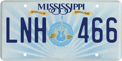 MS license plate LNH466