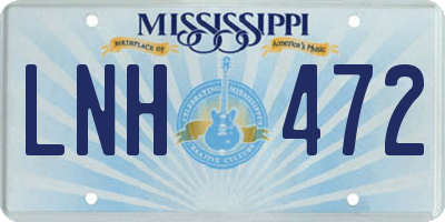 MS license plate LNH472