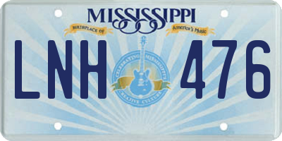 MS license plate LNH476