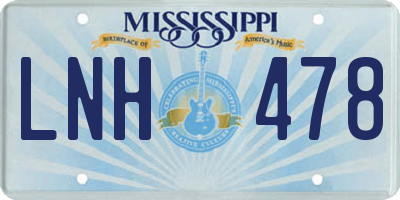 MS license plate LNH478