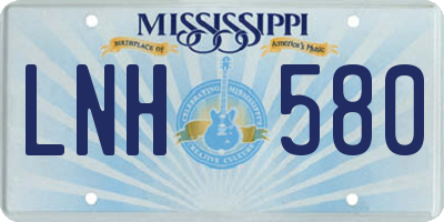 MS license plate LNH580