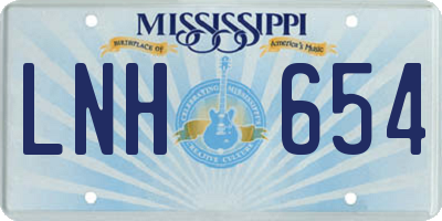 MS license plate LNH654