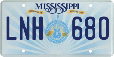 MS license plate LNH680