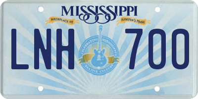 MS license plate LNH700
