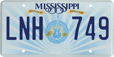 MS license plate LNH749