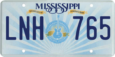MS license plate LNH765