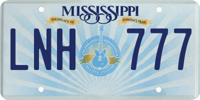 MS license plate LNH777