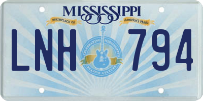MS license plate LNH794