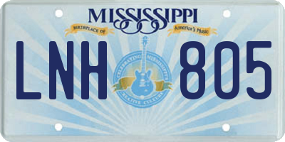 MS license plate LNH805
