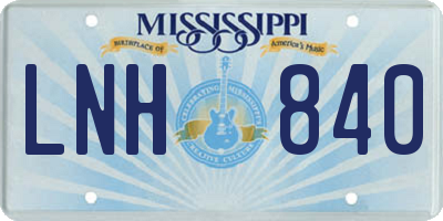 MS license plate LNH840
