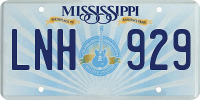 MS license plate LNH929