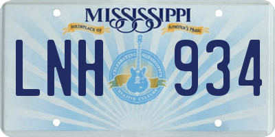 MS license plate LNH934