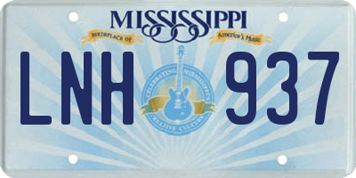 MS license plate LNH937