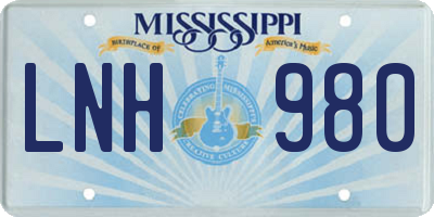 MS license plate LNH980