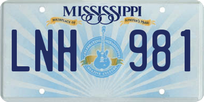 MS license plate LNH981