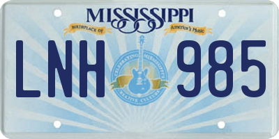 MS license plate LNH985