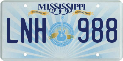 MS license plate LNH988