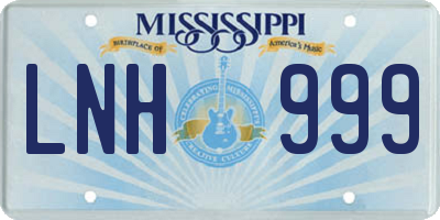 MS license plate LNH999