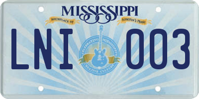 MS license plate LNI003