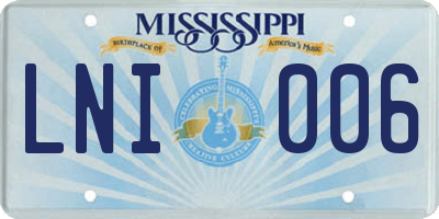 MS license plate LNI006