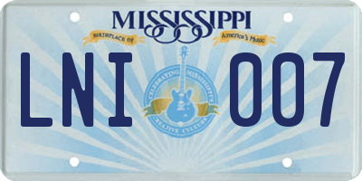 MS license plate LNI007