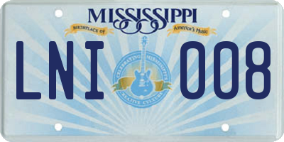 MS license plate LNI008
