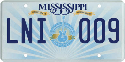 MS license plate LNI009
