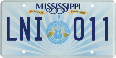 MS license plate LNI011