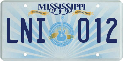 MS license plate LNI012