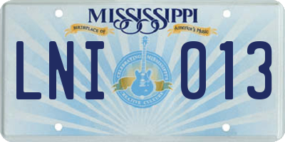 MS license plate LNI013